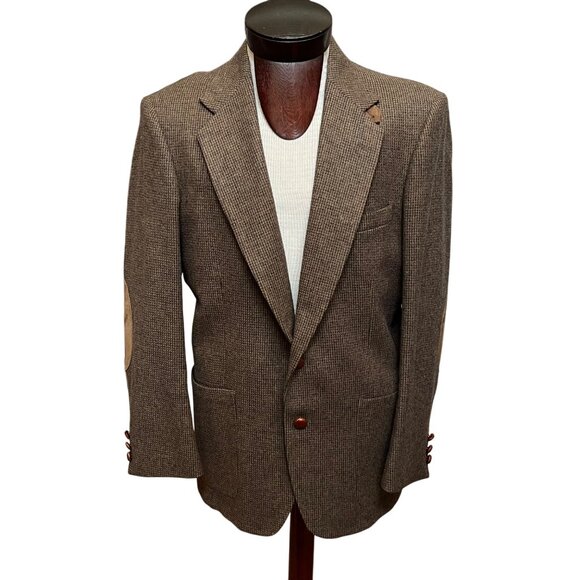 Orvis Mens Tweed Wool Blazer Jacket Sportcoat Elbow Patches Brown Gray Size 40R - Picture 1 of 15